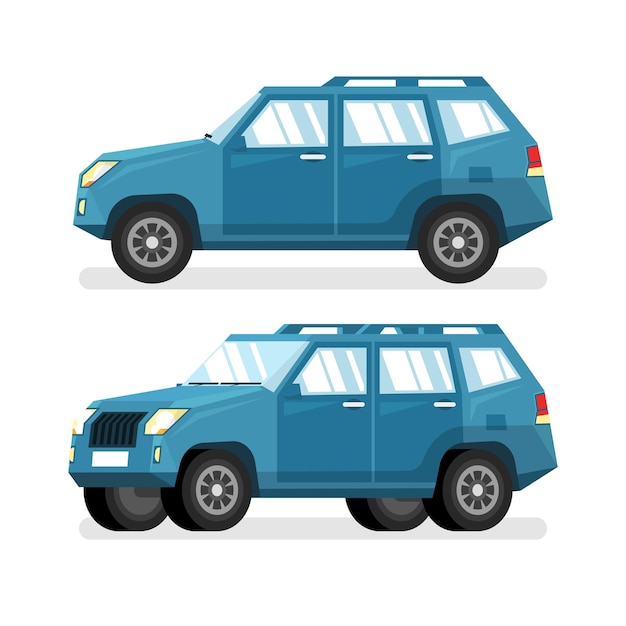 Blue SUV car in flat style