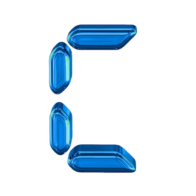 Blue symbol made as digital text letter c