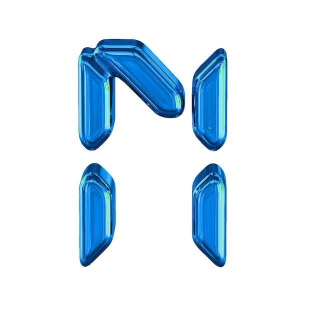 Blue symbol made as digital text letter n