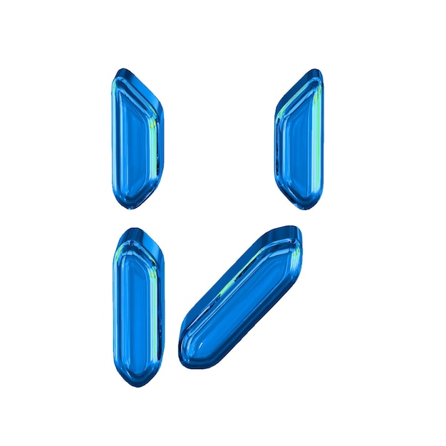 Blue symbol made as digital text letter v