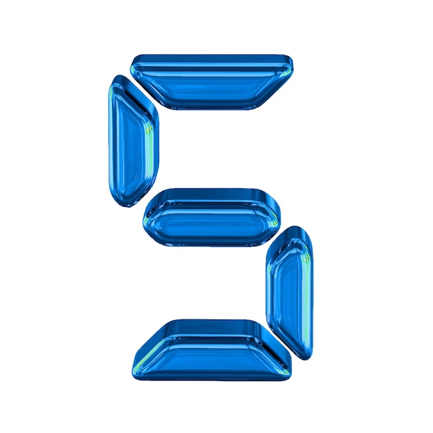 Blue symbol made as digital text number 5