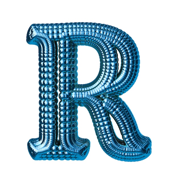 Blue symbol made of spheres letter r