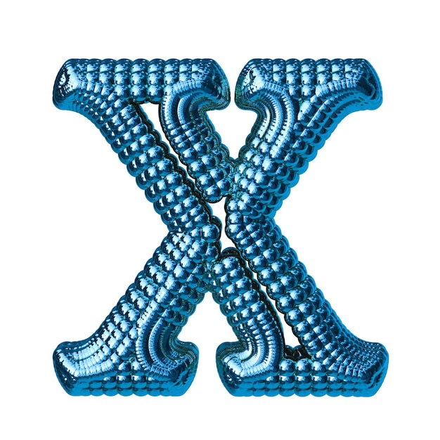 Blue symbol made of spheres letter x