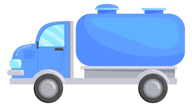 Blue tank truck cartoon icon Milk transportation