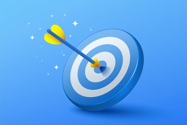 a blue target with a yellow arrow pointing to the right