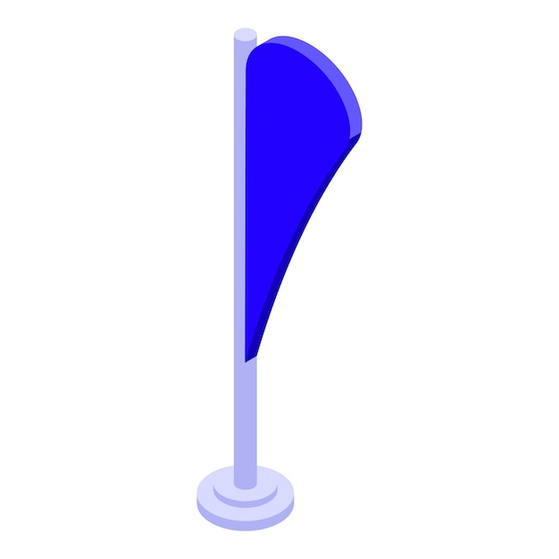 Vector blue teardrop flag waving on metal pole