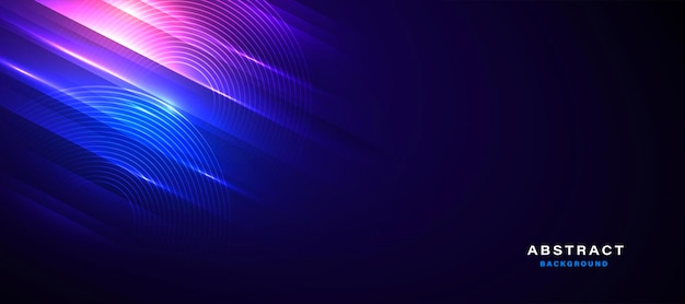 Blue technology background with motion neon light effect