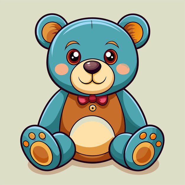 Vector a blue teddy bear with a bow tie on it