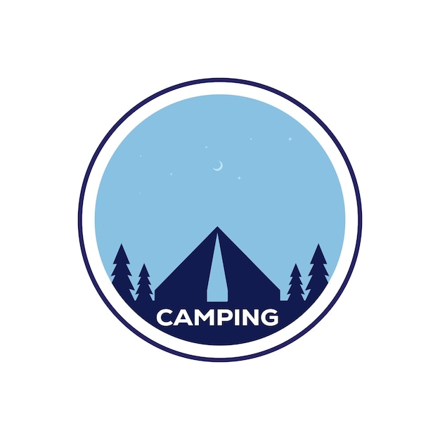 A blue tent with the word camping on it