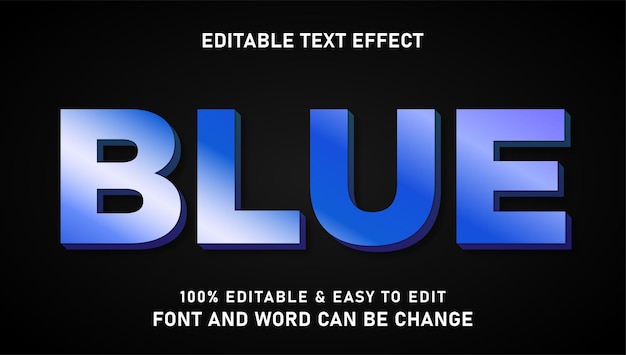 Vector blue text effect with modern and elegant 3d style that can be edited