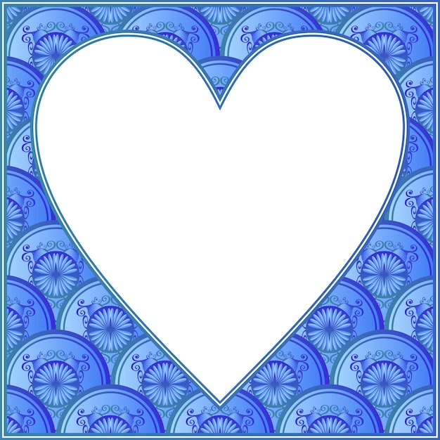 Blue textured abstract border for Valentine's Day greeting cards