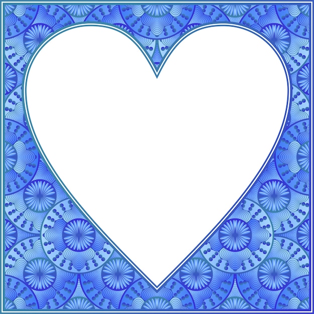 Blue textured abstract border for Valentine's Day greeting cards