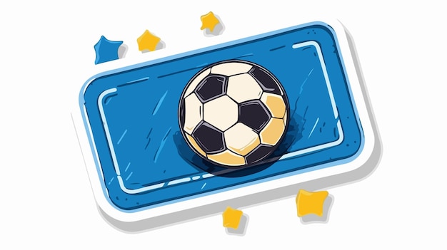 Vector blue ticket with soccer ball sticker element