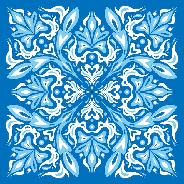 Blue tile Damask pattern oriental and portuguese style Decor for textiles ceramic tiles