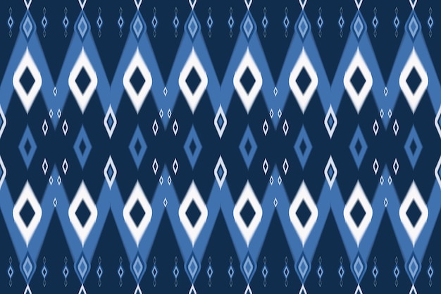 Blue tone Asian ethnic geometric oriental ikat seamless traditional pattern design for background carpet wallpaper backdrop clothing wrapping batik fabric embroidery style vector