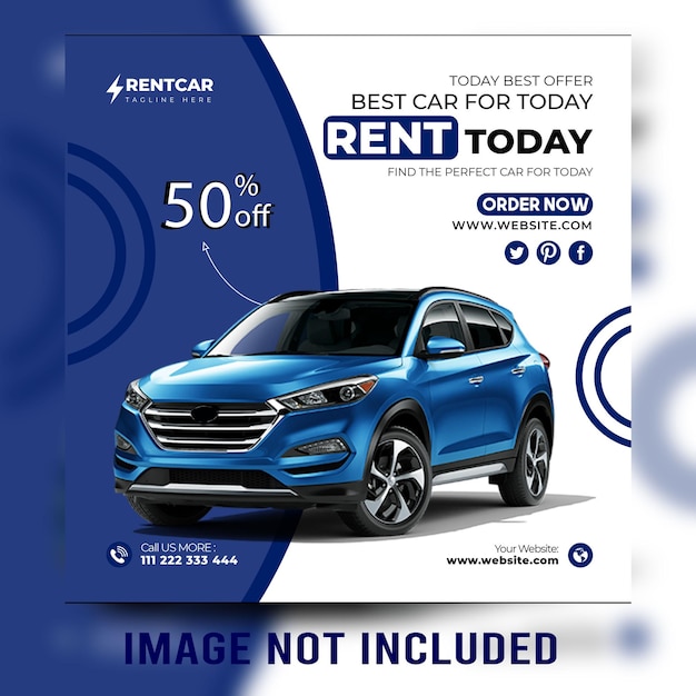 Vector a blue toyota advertises a rent today