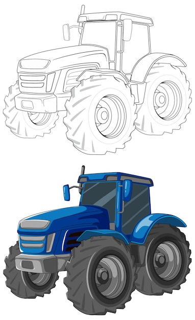 Blue Tractor Cartoon for Colouring