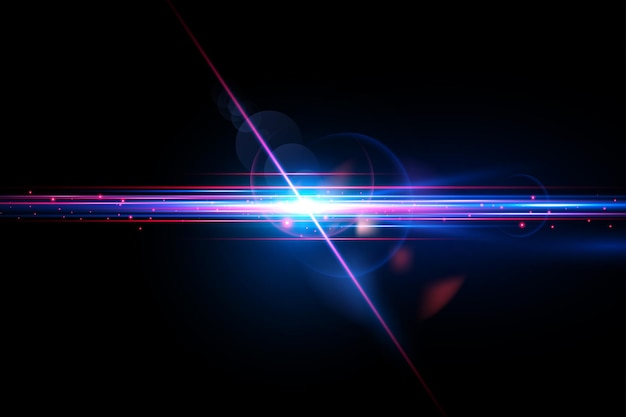 Blue transparent light lens flares streaks