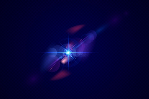 Blue transparent light lens flares streaks