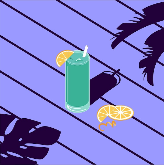 Blue Tropic Cocktail With Orange Slices