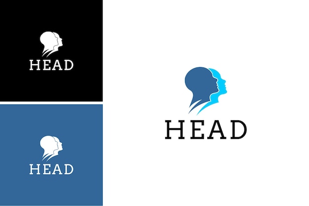 blue two human head people vector logo design