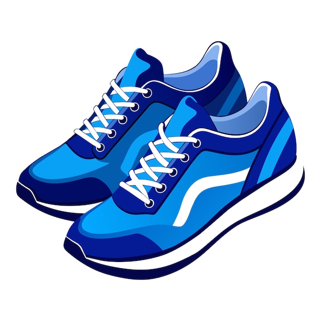 blue two sport running shoes on white background Vector illustrations