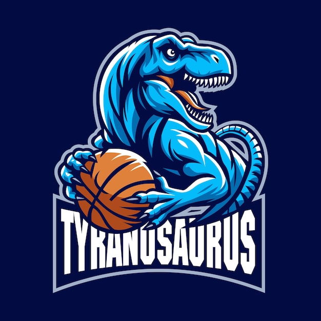 Blue Tyrannosaurus Rex Basketball Vector