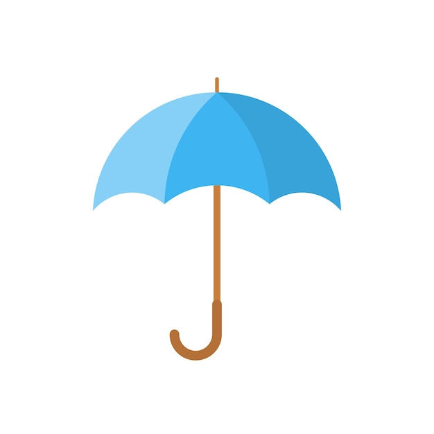 Blue umbrella icon in flat design. Vector illustration. Umbrella sign on white background.