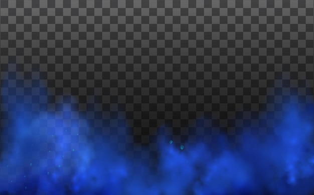 Blue vector cloudiness fog or smoke on dark checkered background.