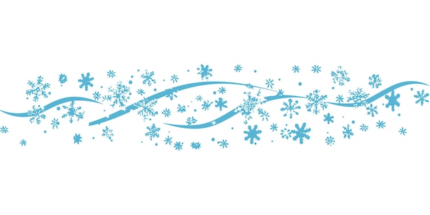 A blue vector graphic of an elegant wavy pattern made from snowflakes