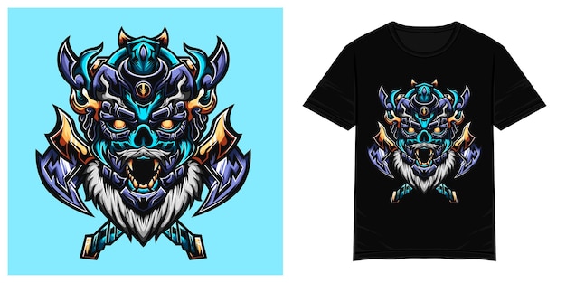 Blue viking prince vector tshirt illustration