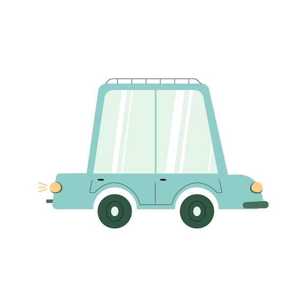 Blue vintage retro car illustration isolated