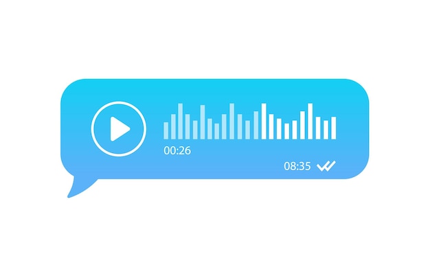 Blue voice messages bubbles on white background Voice messaging correspondence Sound wave with imitation of voice Vector