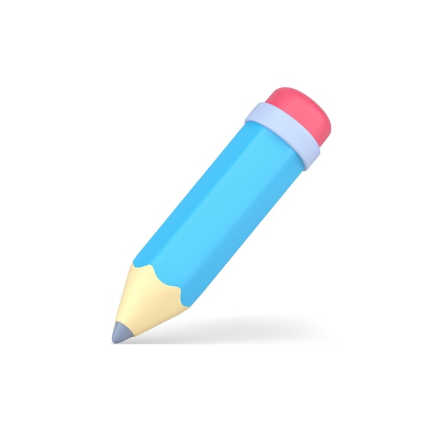 Blue volumetric pencil Wooden object for writing and drawing