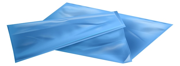 Vector blue waste sack mockup realistic plastic garbage bag