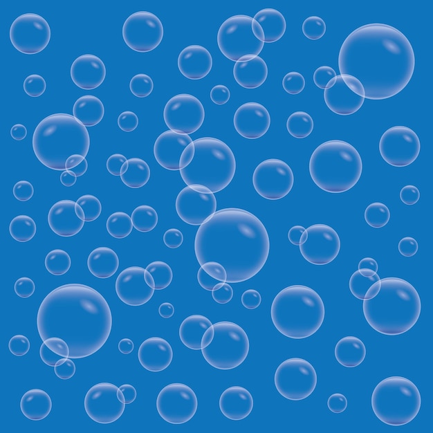 Blue water background with bubbles floating upwards