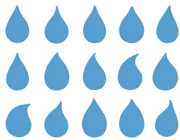 Vector blue water droplets set