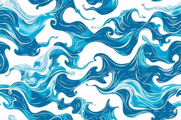 Vector blue water like tapestry seamless pattern design