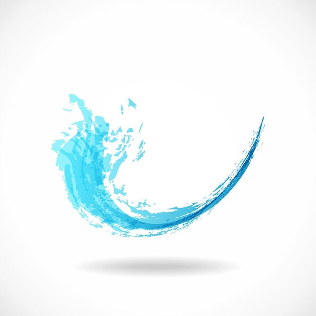 Blue water wave logo Abstract colorful ink splash Eco fluid stream template Vector aqua grunge design