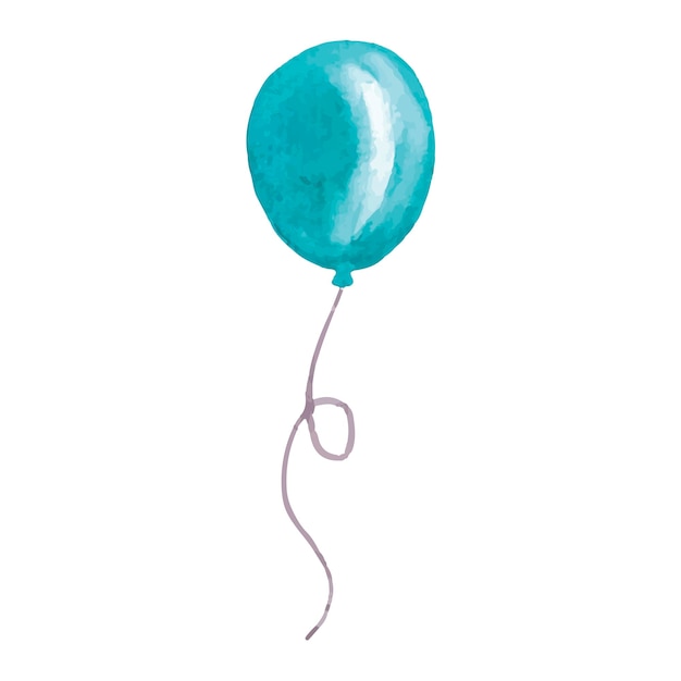 Blue Watercolor balloon Happy birthday Vector illustration