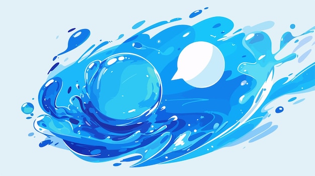 Vector a blue watercolor painting of balls in water