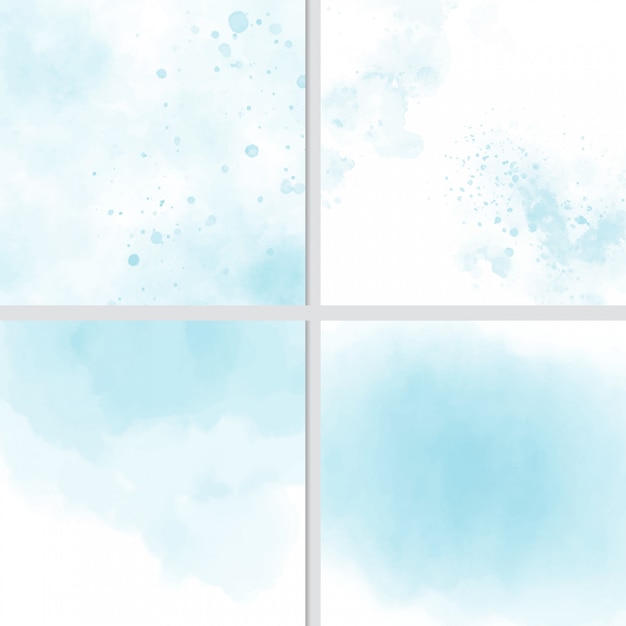 Blue watercolor splash background collection