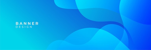 Blue wave background. Abstract geometric blue wide banner layout design