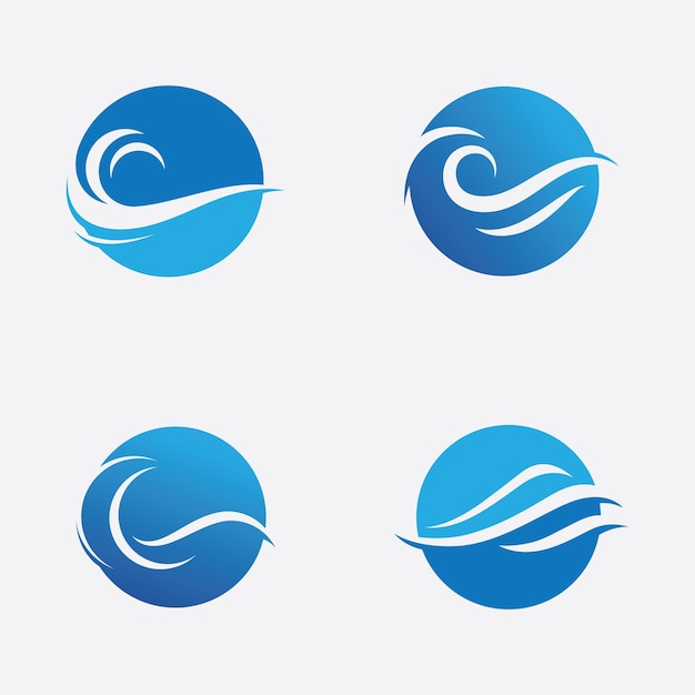 Blue Wave Logo Vector.  wAter wave illustration template design