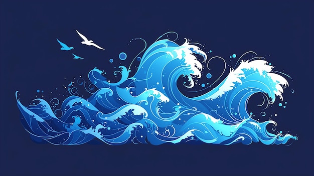 Blue wave patterns symbolizing tranquility and peace