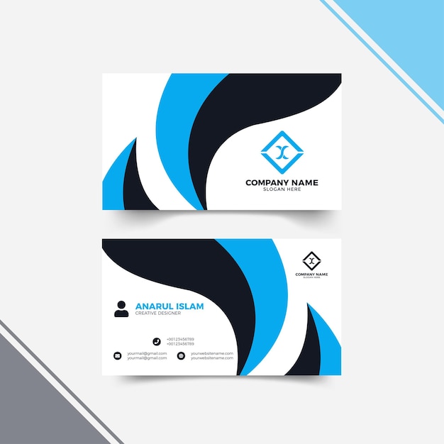 Blue wavy corporate business card