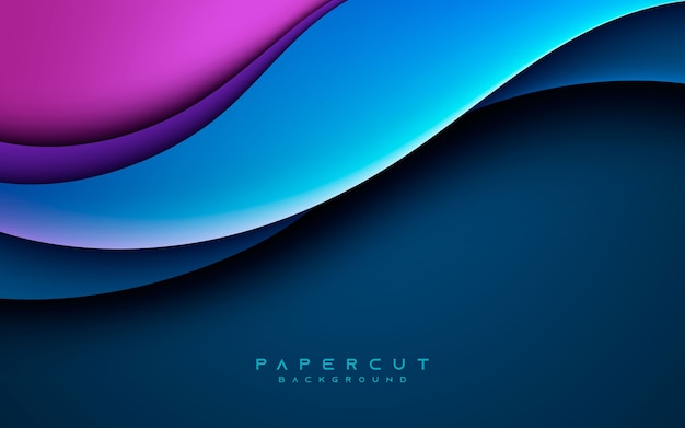 Blue wavy papercut background trendy composition