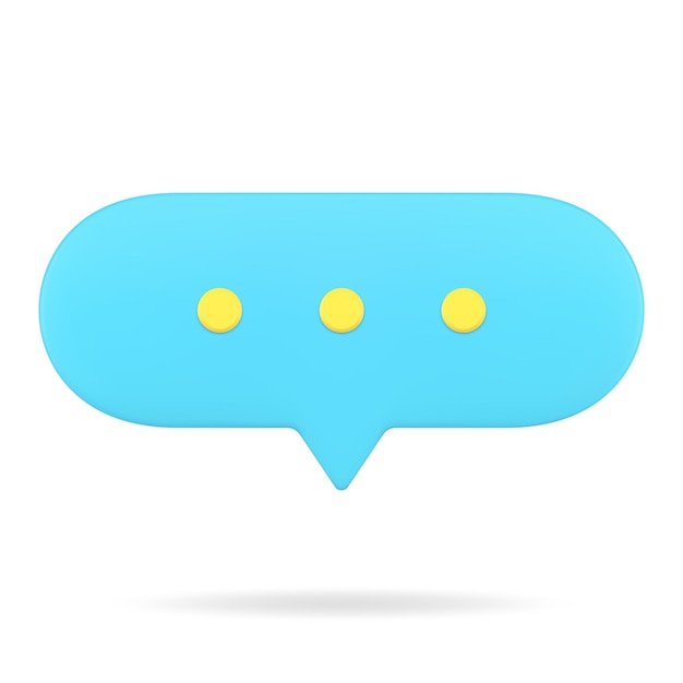 Blue web speech bubble 3d icon Oval chat with text comments