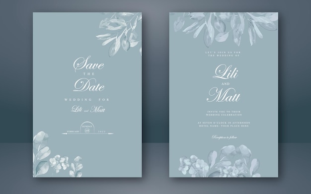 blue wedding invitation