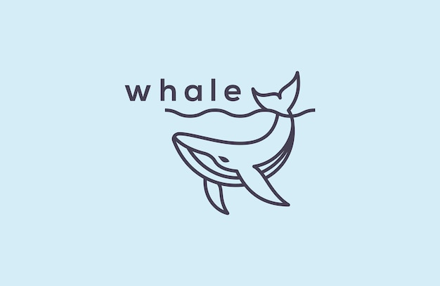 Blue whale minimalist style icon vector illustration template logo design